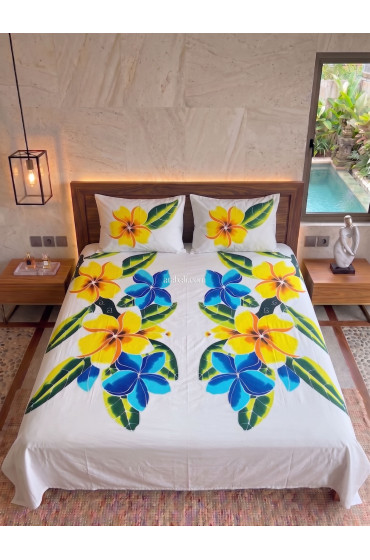Hand Painted Rayon Bedsheet Set King Size Hand Painted Rayon Bedsheet Set King Size